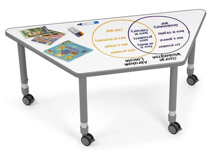 Flex-Space Write & Wipe Mobile Trapezoid Table - US 8884