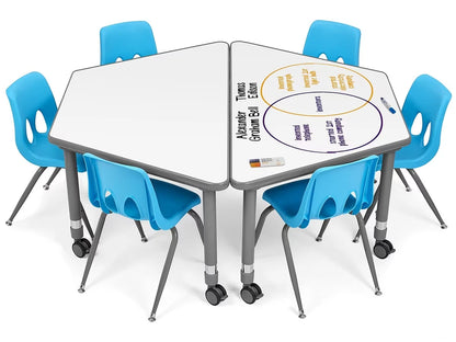 Flex-Space Write & Wipe Mobile Trapezoid Table - US 8884