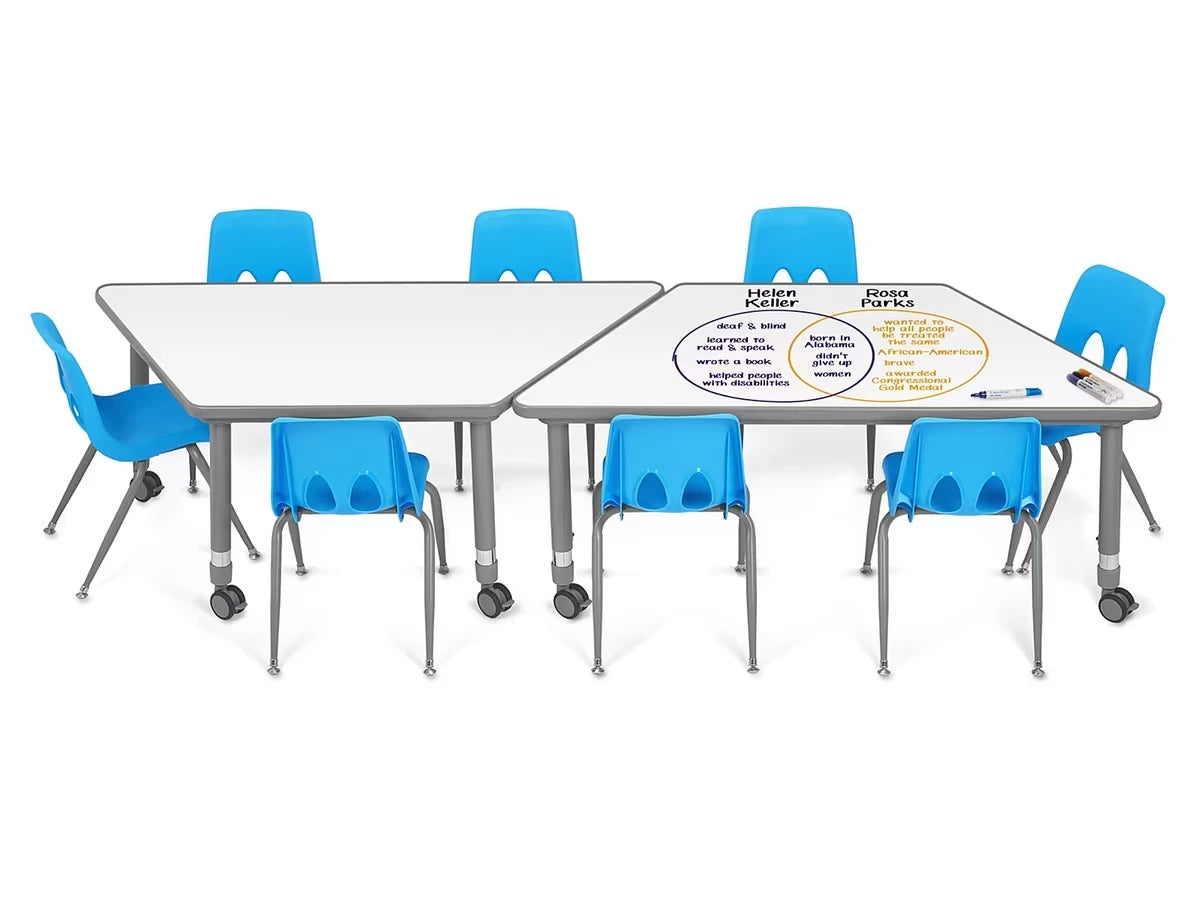 Flex-Space Write & Wipe Mobile Trapezoid Table - US 8884