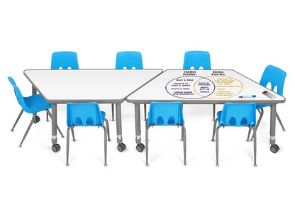 Flex-Space Write & Wipe Mobile Trapezoid Table - US 8884