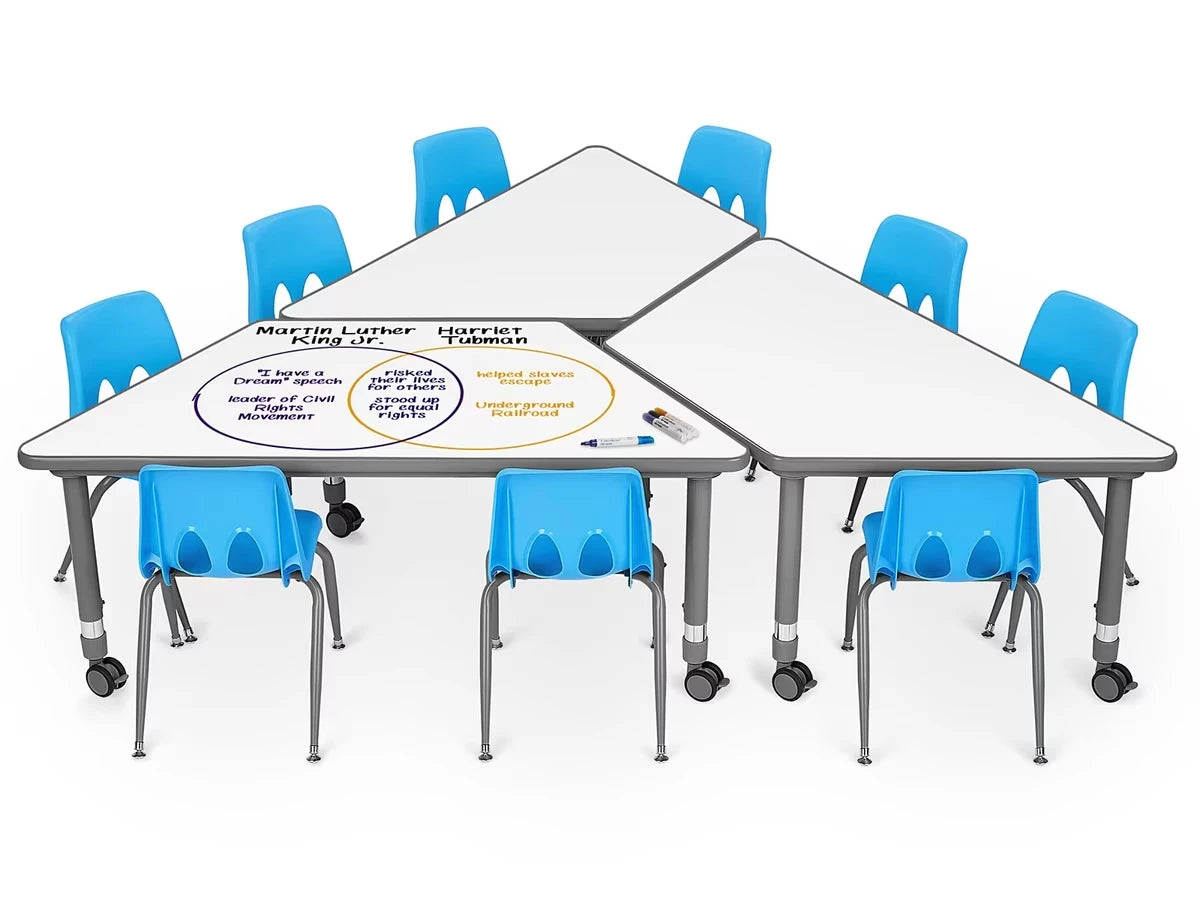 Flex-Space Write & Wipe Mobile Trapezoid Table - US 8884