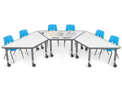 Flex-Space Write & Wipe Mobile Trapezoid Table - US 8884