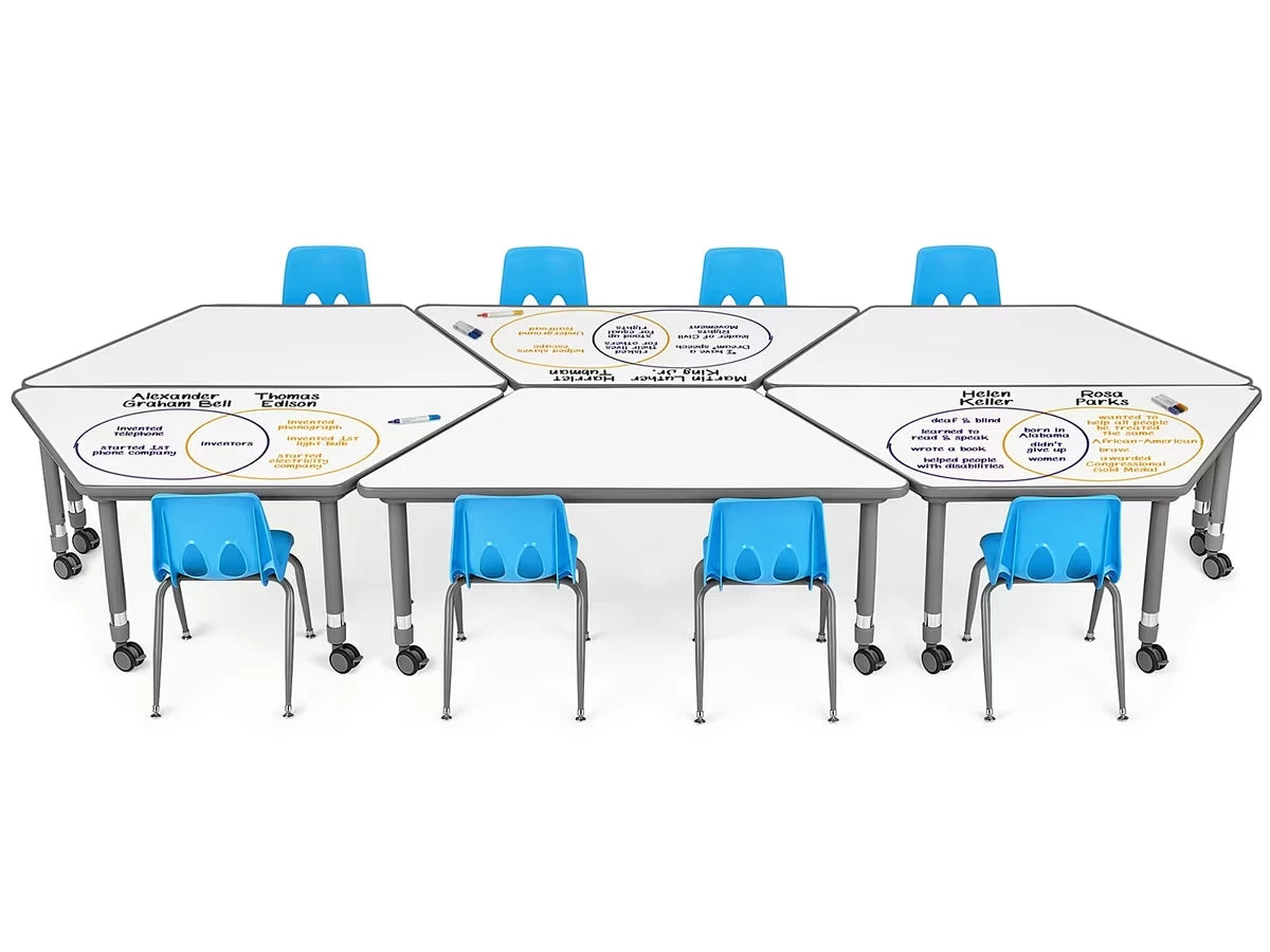 Flex-Space Write & Wipe Mobile Trapezoid Table - US 8884