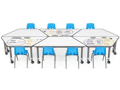 Flex-Space Write & Wipe Mobile Trapezoid Table - US 8884