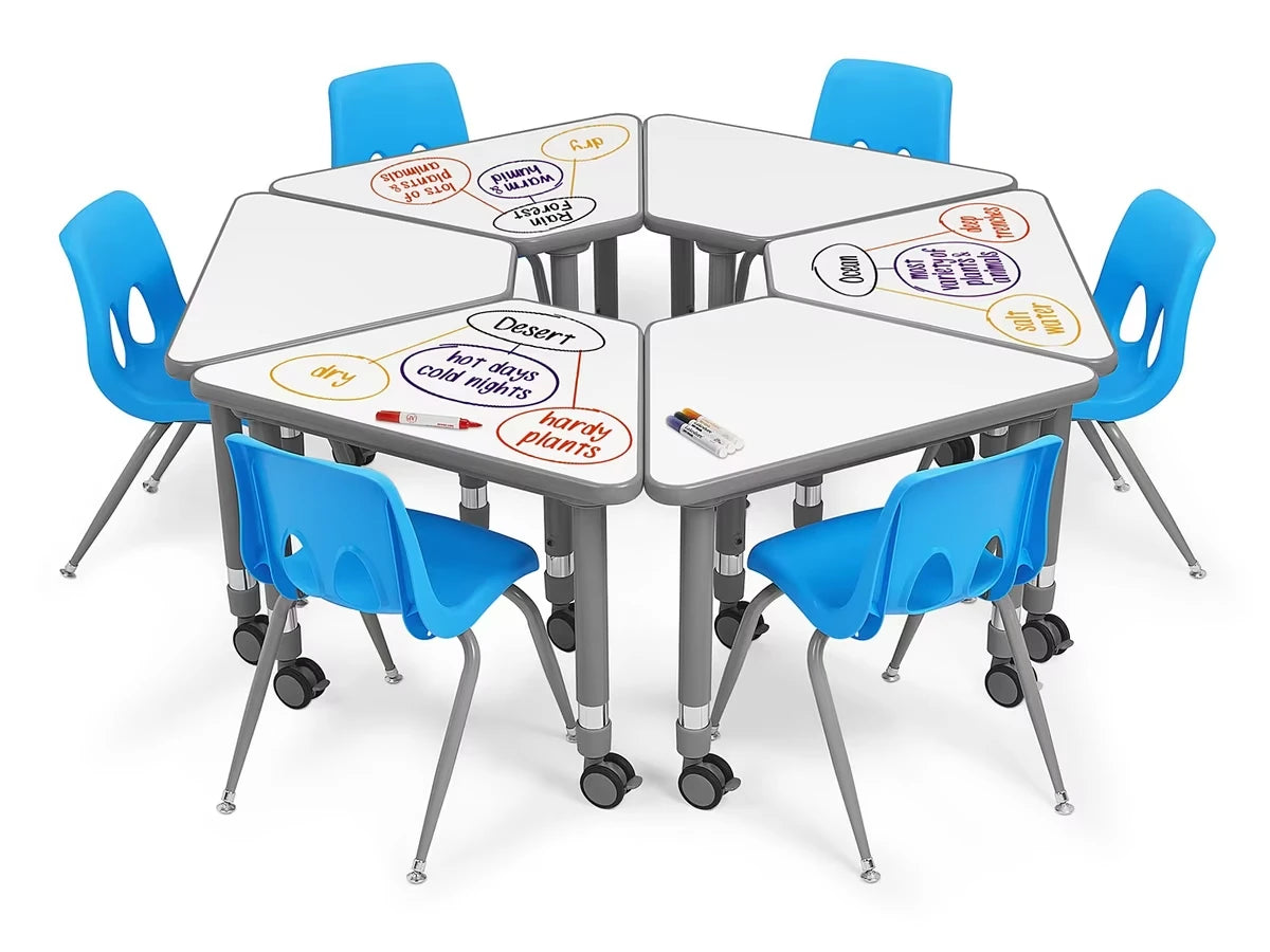 Flex-Space Write & Wipe Mobile Wedge Student Desk - US 2605