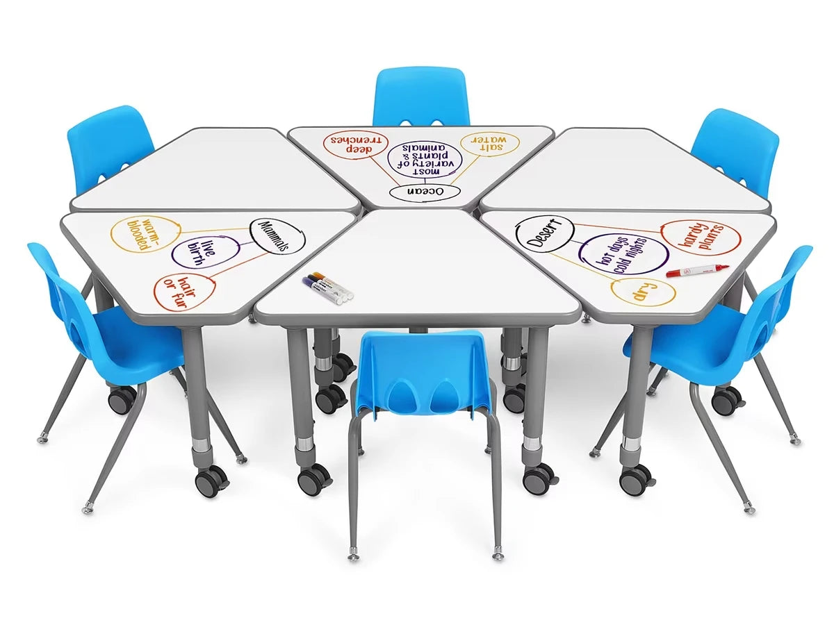 Flex-Space Write & Wipe Mobile Wedge Student Desk - US 2605