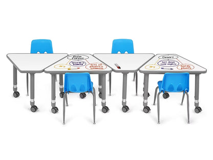 Flex-Space Write & Wipe Mobile Wedge Student Desk - US 2605