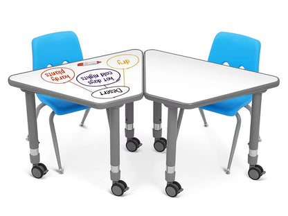Flex-Space Write & Wipe Mobile Wedge Student Desk - US 2605