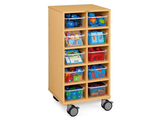 Flex-Space Mobile Clear-View 10-Bin Storage Center - Maple - US 9625