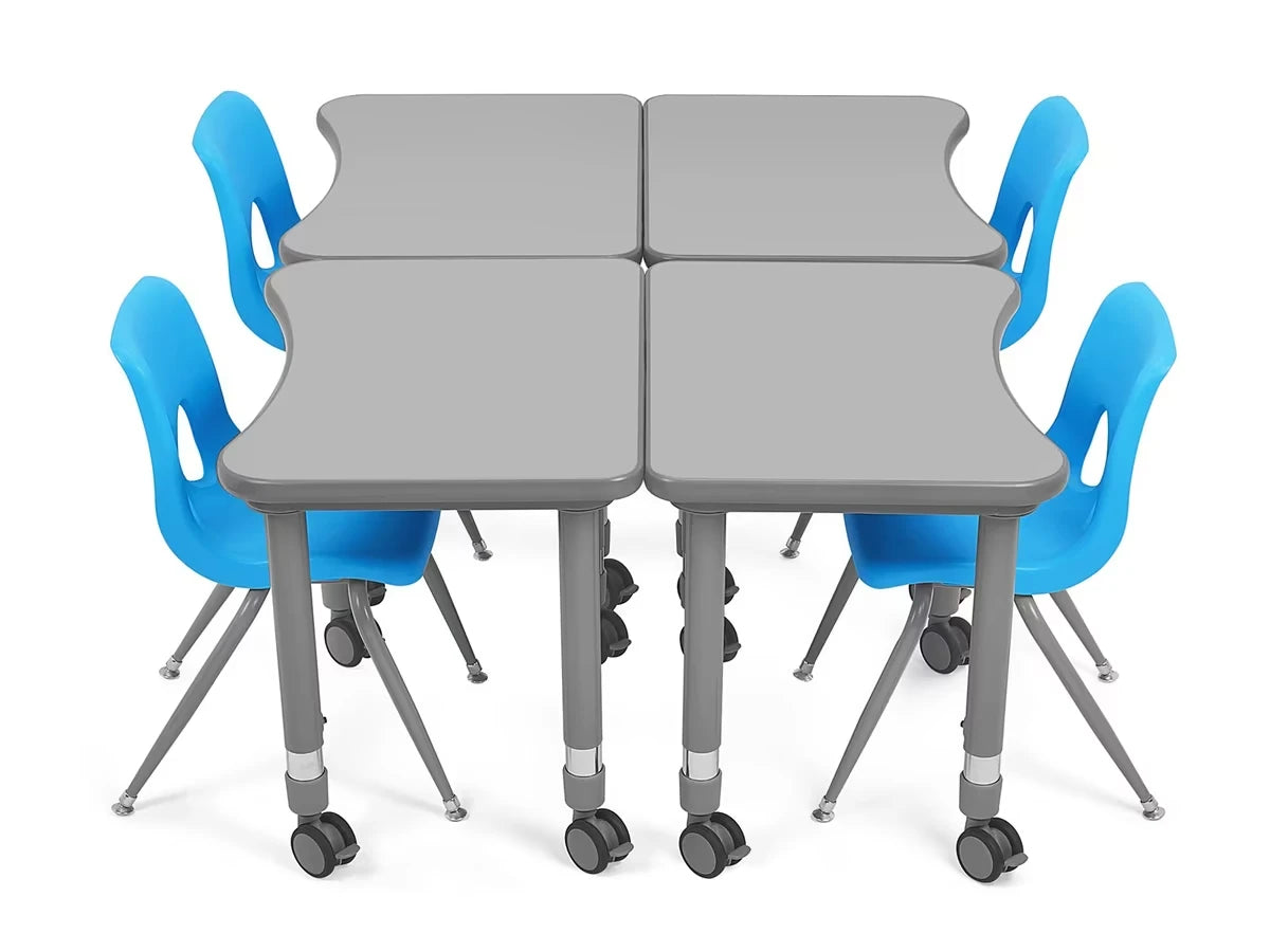 Flex-Space Mobile Student Desk with Book Box - Gray - US 7835