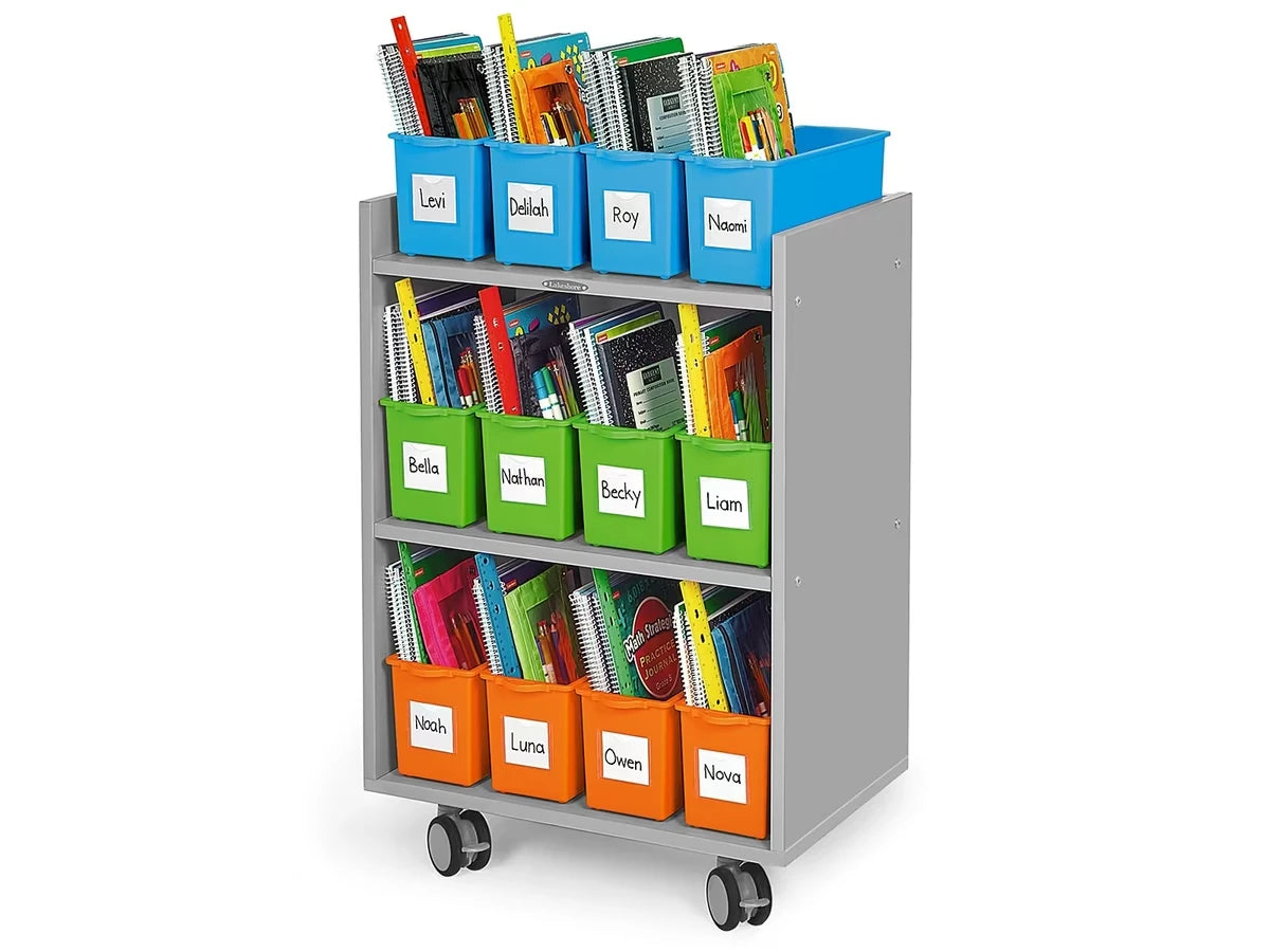 Flex-Space Mobile Storage Bin Center for 12 Students - Gray - US 9916