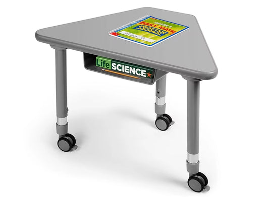 Flex-Space Mobile Wedge Student Desk with Book Box - Gray - US 6757