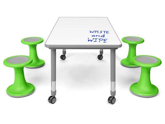 Flex-Space Write & Wipe Table & Wobble Chairs Bundle - US 7364
