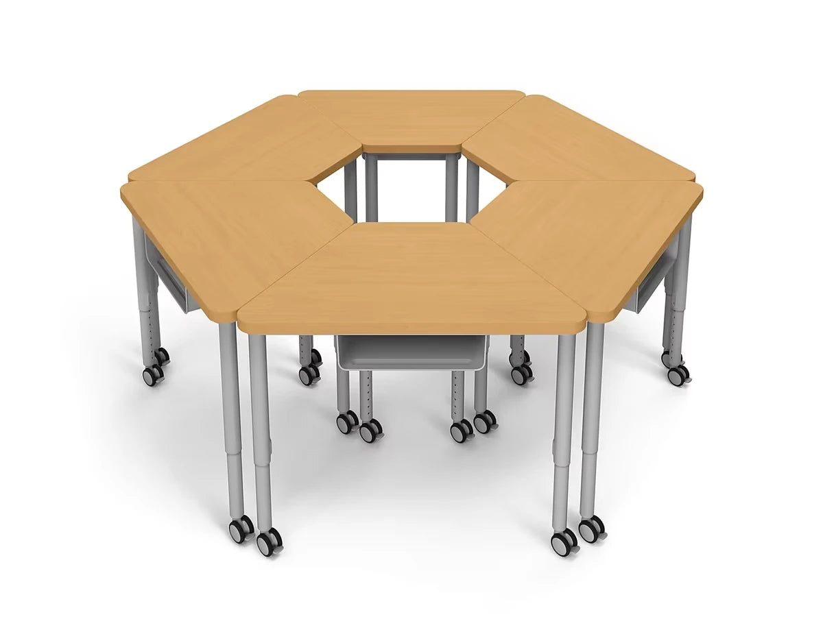 Modern Edge Mobile Trapezoid Student Desk with Book Box - US 1702