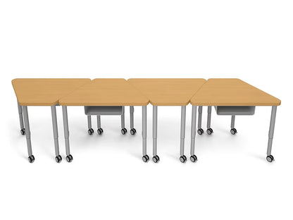 Modern Edge Mobile Trapezoid Student Desk with Book Box - US 1702