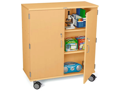 Flex-Space Mobile 3-Shelf Locking Storage Cabinet - Maple - US 1717