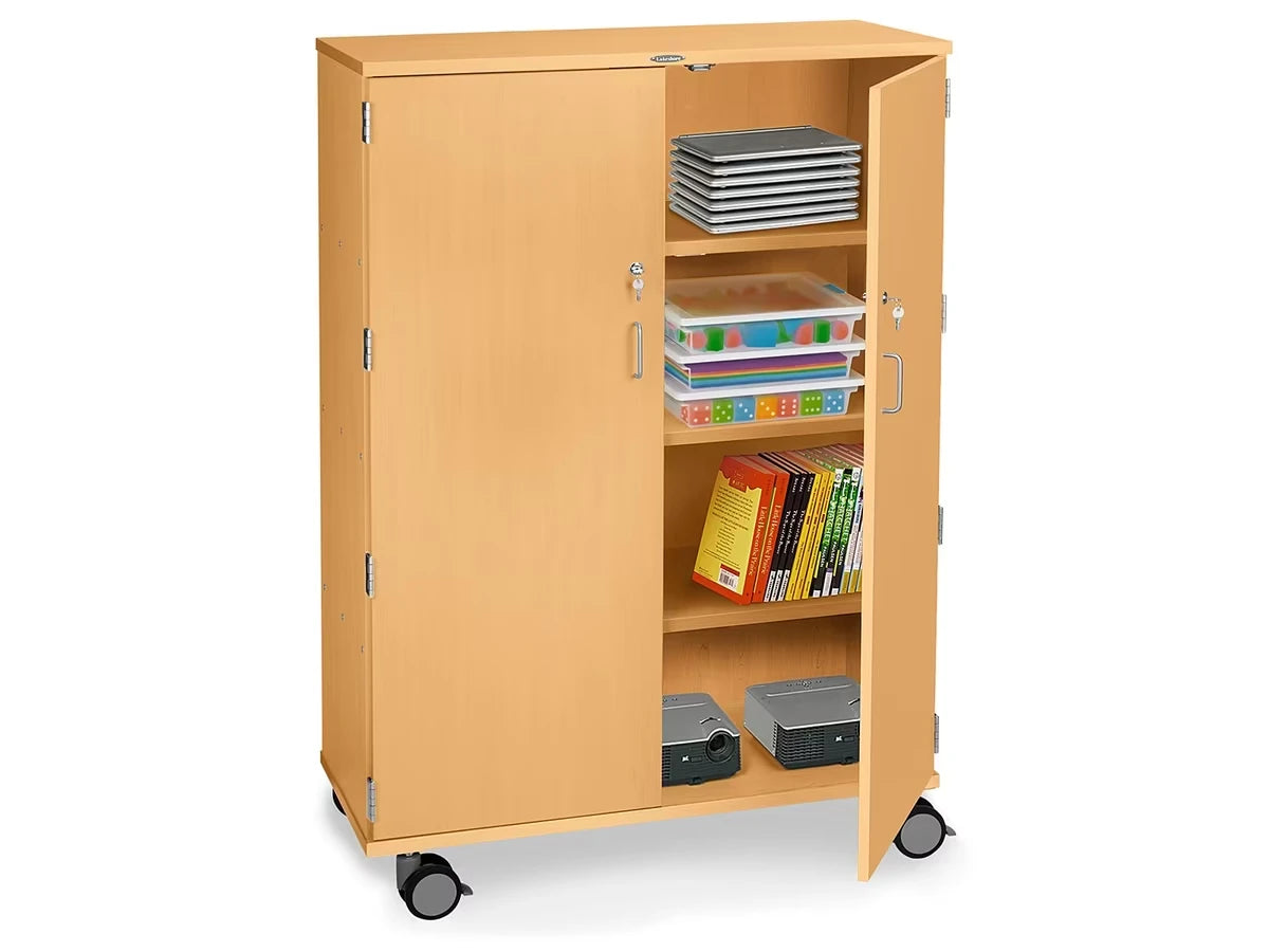 Flex-Space Mobile 4-Shelf Locking Storage Cabinet - Maple - US 7401