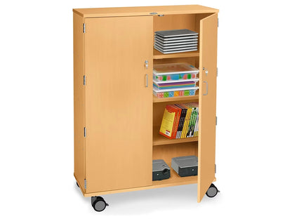 Flex-Space Mobile 4-Shelf Locking Storage Cabinet - Maple - US 7401