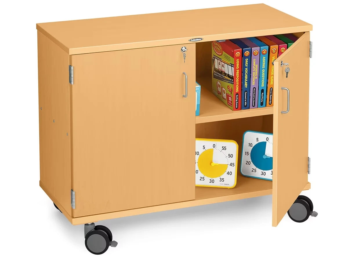 Flex-Space Mobile 2-Shelf Locking Storage Cabinet - Maple - US 6051