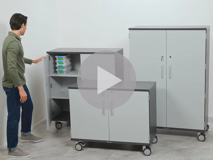 Modern Edge Mobile 2-Shelf Locking Storage Cabinet - US 4443